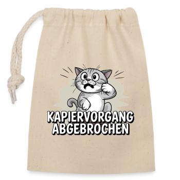 Kapiervorgang abgebrochen – Katze verwirrt - Verschließbarer Geschenkbeutel aus Baumwolle (14x20cm) - Natur - Vorne