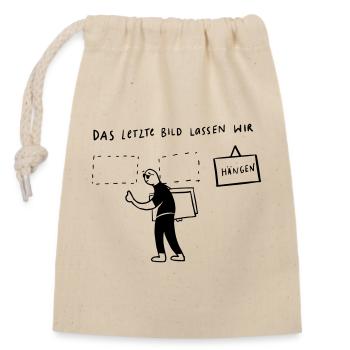 La dernière photo... On va le laisser en suspens - Sac cadeau en coton avec cordon (14 x 20 cm) - nature - Devant
