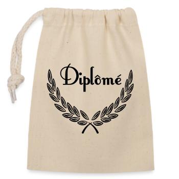 Diplôme – Couronne de laurier - Sac cadeau en coton avec cordon (14 x 20 cm) - nature - Devant