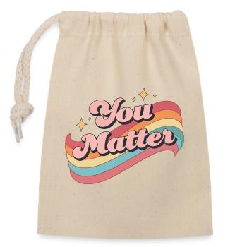 Du Zählst Retro Regenbogen - Verschließbarer Geschenkbeutel aus Baumwolle (14x20cm) - Natur - Vorne