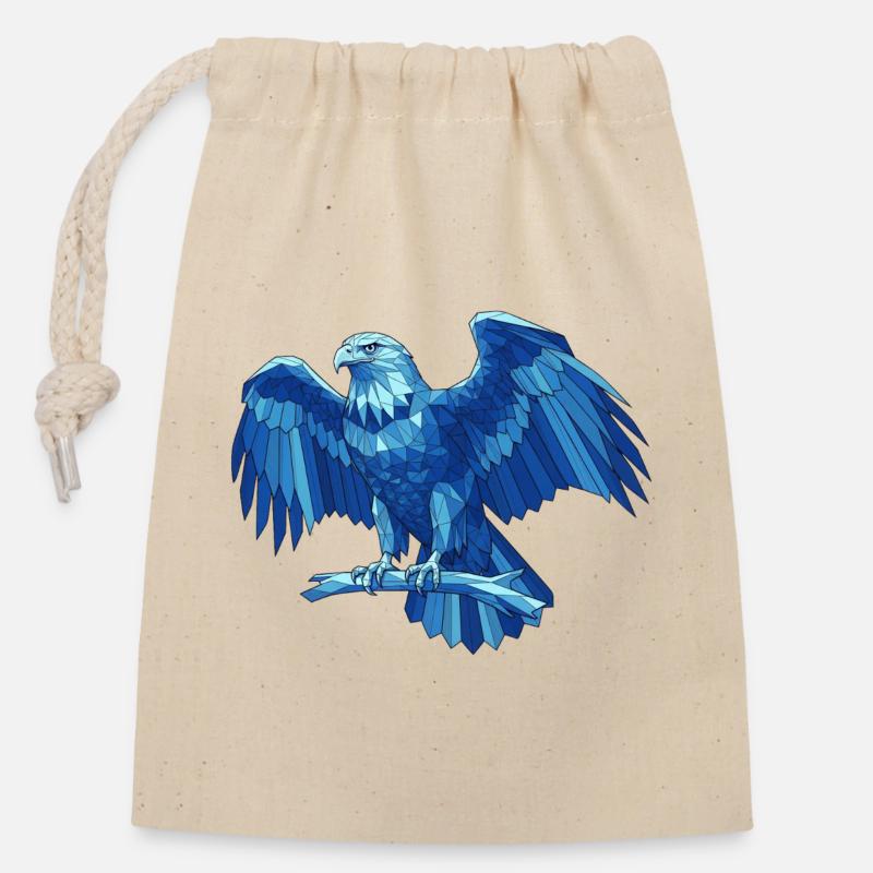Aigle bleu géométrique avec épée - Sac cadeau en coton avec cordon (14 x 20 cm) - nature