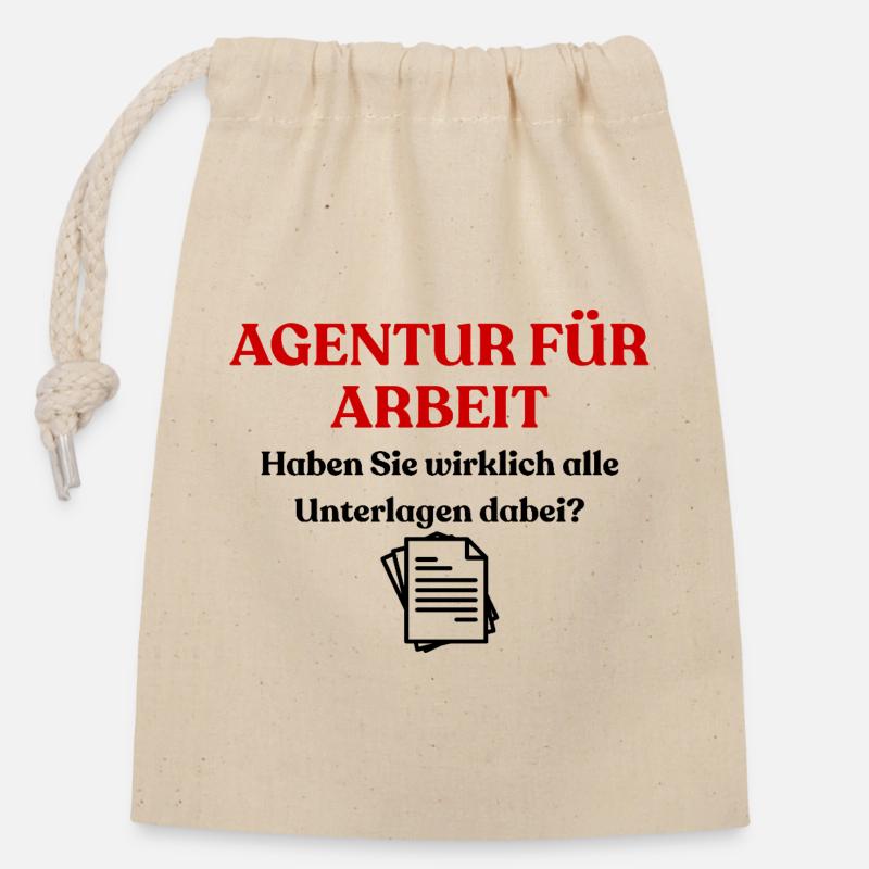 Agentur für Arbeit Design - Verschließbarer Geschenkbeutel aus Baumwolle (14x20cm) - Natur