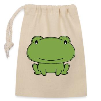 Happy Green Frog - Cute Kawaii Cartoon Toad  - Closable cotton gift bag (14x20cm) - nature - Front