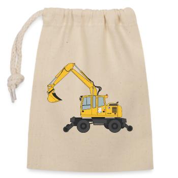 Zweiwegebagger Bagger Gleisbau - Verschließbarer Geschenkbeutel aus Baumwolle (14x20cm) - Natur - Vorne