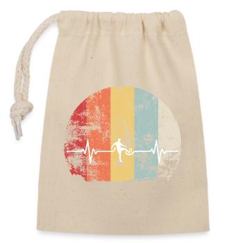 Heartbeat Ball : Football familial rétro - Sac cadeau en coton avec cordon (14 x 20 cm) - nature - Devant