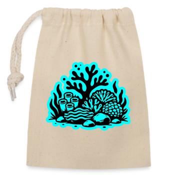 Korallenriff Ozean Korallen Symbol - Verschließbarer Geschenkbeutel aus Baumwolle (14x20cm) - Natur - Vorne