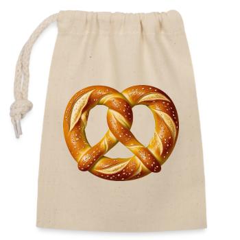 Brezel Bäcker Kostüm Backwaren Bäckerei Karneval  - Verschließbarer Geschenkbeutel aus Baumwolle (14x20cm) - Natur - Vorne