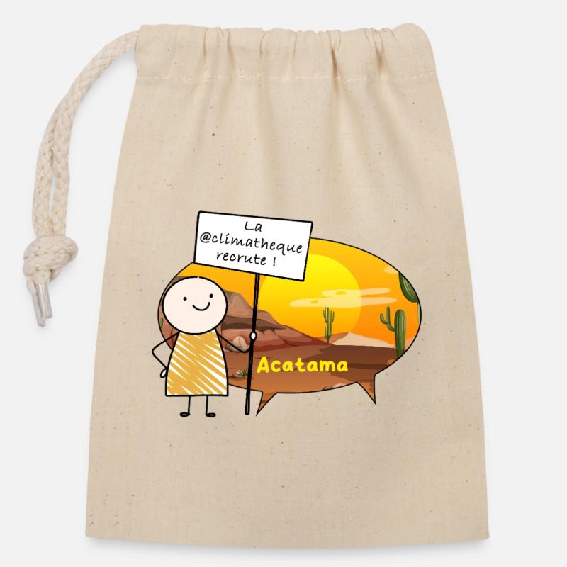 La_@climatheque_recrute - Sac cadeau en coton avec cordon (14 x 20 cm) - nature
