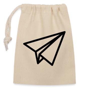Avion en papier Avion - Sac cadeau en coton avec cordon (14 x 20 cm) - nature - Devant