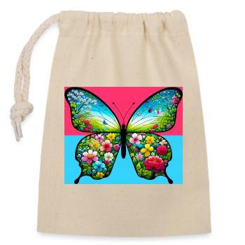 Schmetterling - Verschließbarer Geschenkbeutel aus Baumwolle (14x20cm) - Natur - Vorne