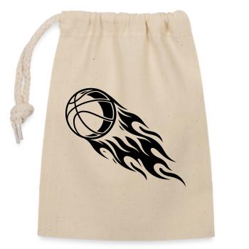 Basketball Feuer - Verschließbarer Geschenkbeutel aus Baumwolle (14x20cm) - Natur - Vorne