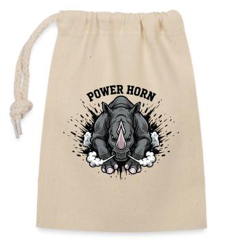 Power Horn Rhinoceros Wild Force - Verschließbarer Geschenkbeutel aus Baumwolle (14x20cm) - Natur - Vorne