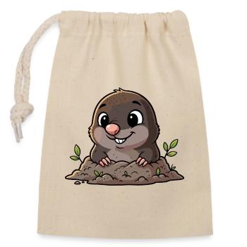 Cute mole digging - Closable cotton gift bag (14x20cm) - nature - Front