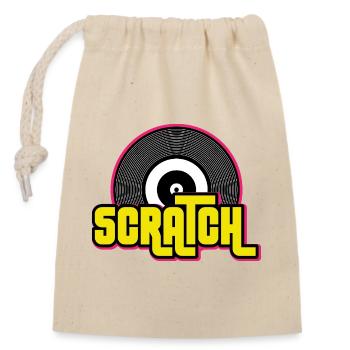 Scratch DJ Vinyl Record Graphic - Closable cotton gift bag (14x20cm) - nature - Front