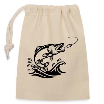 Pike Predator Black Outline - Closable cotton gift bag (14x20cm) - nature - Front