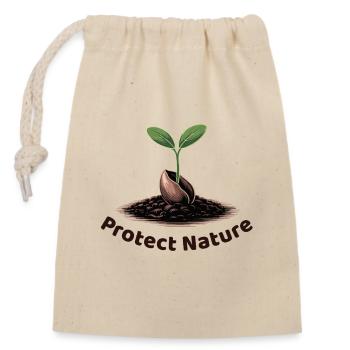 Protect nature - Closable cotton gift bag (14x20cm) - nature - Front