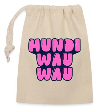 Hundi Wau Wau - Closable cotton gift bag (14x20cm) - nature - Front