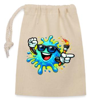 Cheerful Paint Splash with Sunglasses - Closable cotton gift bag (14x20cm) - nature - Front