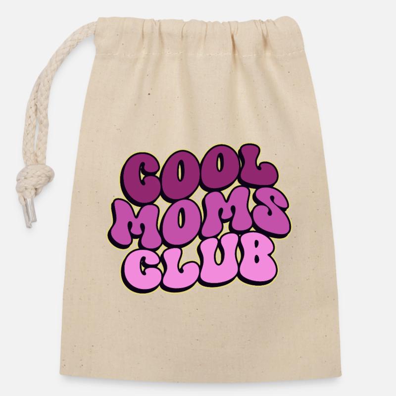 Cool Moms Club - Muttertag Mama Geschenk - Verschließbarer Geschenkbeutel aus Baumwolle (14x20cm) - Natur