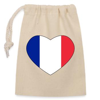 Cœur tricolore bleu blanc rouge - Drapeau FRANCE - Sac cadeau en coton avec cordon (14 x 20 cm) - nature - Devant