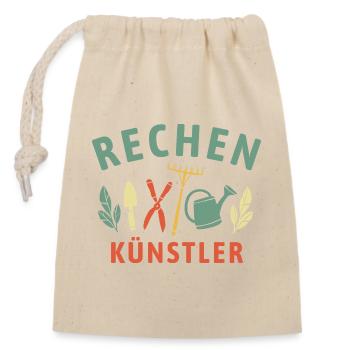 Rechen Künstler - Retro Gärtner Natur - Verschließbarer Geschenkbeutel aus Baumwolle (14x20cm) - Natur - Vorne