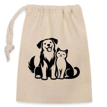 Pets - Closable cotton gift bag (14x20cm) - nature - Front