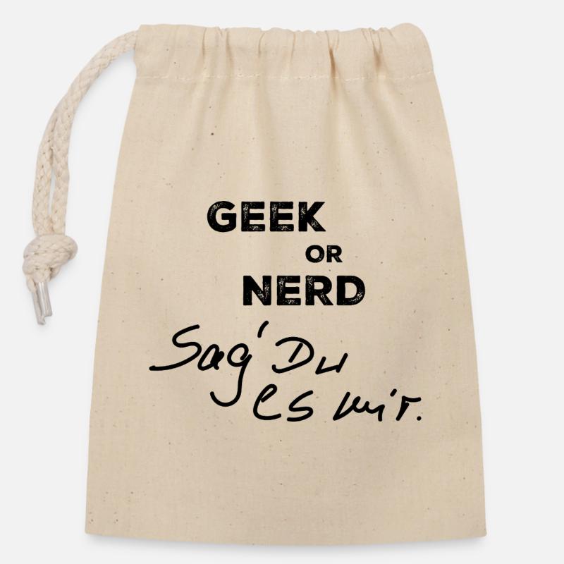 Geek ou NERD - Sac cadeau en coton avec cordon (14 x 20 cm) - nature