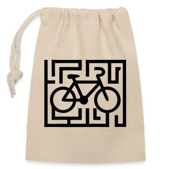 Kniffliges Fahrrad Labyrinth Rätsel - Verschließbarer Geschenkbeutel aus Baumwolle (14x20cm) - Natur - Vorne