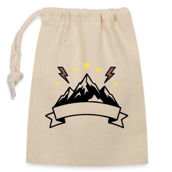 Berge Banner Textfeld Wappen - Verschließbarer Geschenkbeutel aus Baumwolle (14x20cm) - Natur - Vorne