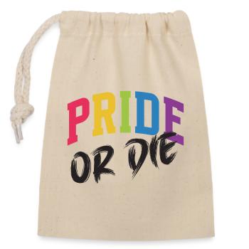 Mois de la Fierté LGBT - Fierté ou Mort - Sac cadeau en coton avec cordon (14 x 20 cm) - nature - Devant
