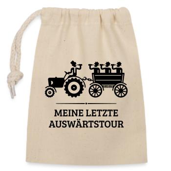 Meine Letzte Auswärtstour Mit Trecker (JGA / B) - Verschließbarer Geschenkbeutel aus Baumwolle (14x20cm) - Natur - Vorne