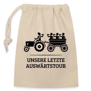 Unsere Letzte Auswärtstour Mit Trecker (JGA / B) - Verschließbarer Geschenkbeutel aus Baumwolle (14x20cm) - Natur - Vorne