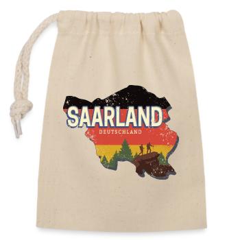 Saarland Deutschland Bundesland Landkarte Souvenir - Verschließbarer Geschenkbeutel aus Baumwolle (14x20cm) - Natur - Vorne