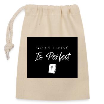 Le timing de Dieu est parfait - Sac cadeau en coton avec cordon (14 x 20 cm) - nature - Devant
