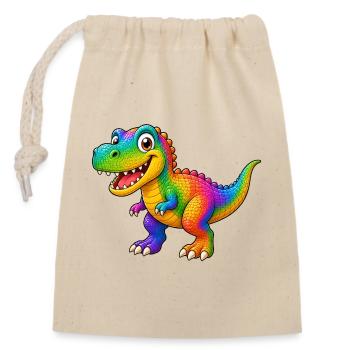 Colorful dinosaur cartoon funny animal - Closable cotton gift bag (14x20cm) - nature - Front