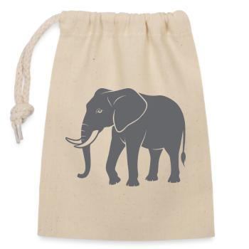 Éléphant - Sac cadeau en coton avec cordon (14 x 20 cm) - nature - Devant