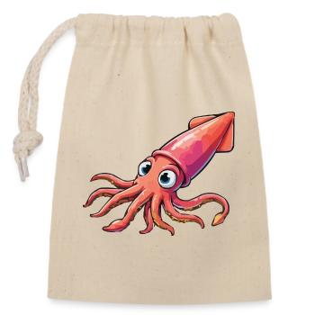 Dessin animé Calamar - Sac cadeau en coton avec cordon (14 x 20 cm) - nature - Devant