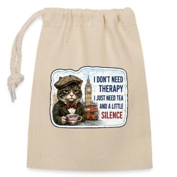 Tea and Silence - Closable cotton gift bag (14x20cm) - nature - Front