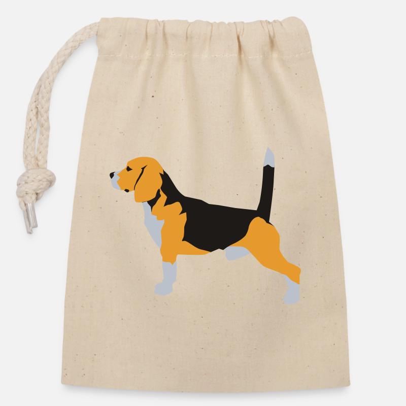 Beagle - Sac cadeau en coton avec cordon (14 x 20 cm) - nature
