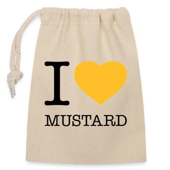 I LOVE MUSTARD Senf Wurst - Verschließbarer Geschenkbeutel aus Baumwolle (14x20cm) - Natur - Vorne