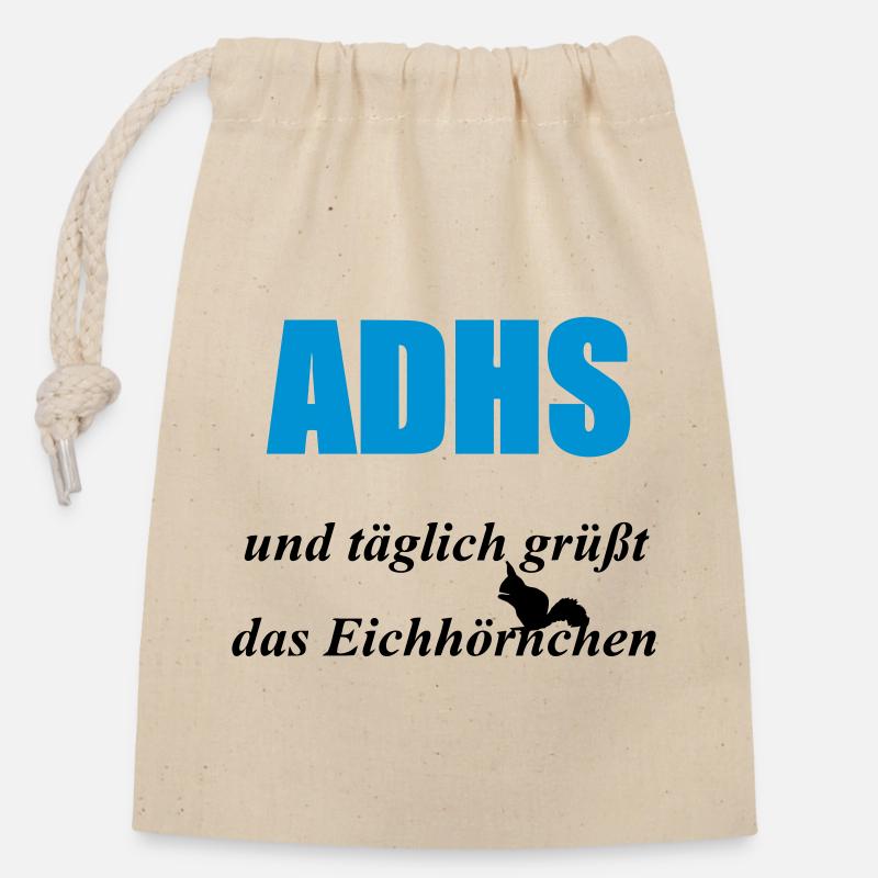 ADHS Eichhörnchen Geschenk - Verschließbarer Geschenkbeutel aus Baumwolle (14x20cm) - Natur