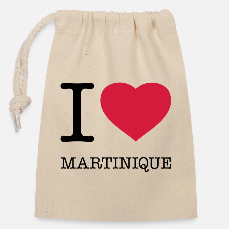 J’AIME LA MARTINIQUE - Sac cadeau en coton avec cordon (14 x 20 cm) - nature