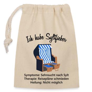Sylt Sehnsucht Nordsee Insel Urlaub Geschenk - Verschließbarer Geschenkbeutel aus Baumwolle (14x20cm) - Natur - Vorne