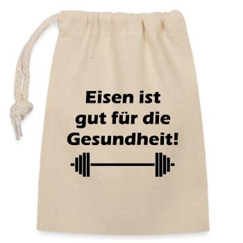 Fitness - Verschließbarer Geschenkbeutel aus Baumwolle (14x20cm) - Natur - Vorne