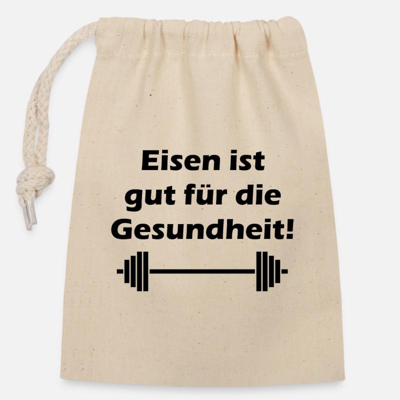 Fitness - Verschließbarer Geschenkbeutel aus Baumwolle (14x20cm) - Natur
