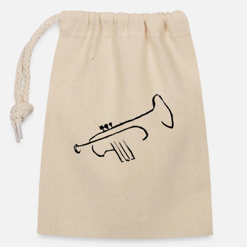 Trompette - Sac cadeau en coton avec cordon (14 x 20 cm) - nature