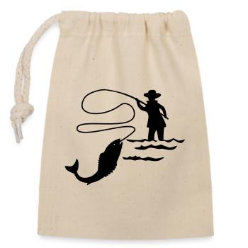 Fishermen Fly Fishing - Closable cotton gift bag (14x20cm) - nature - Front