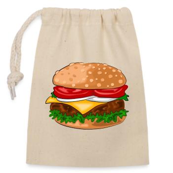 hamburger - Closable cotton gift bag (14x20cm) - nature - Front
