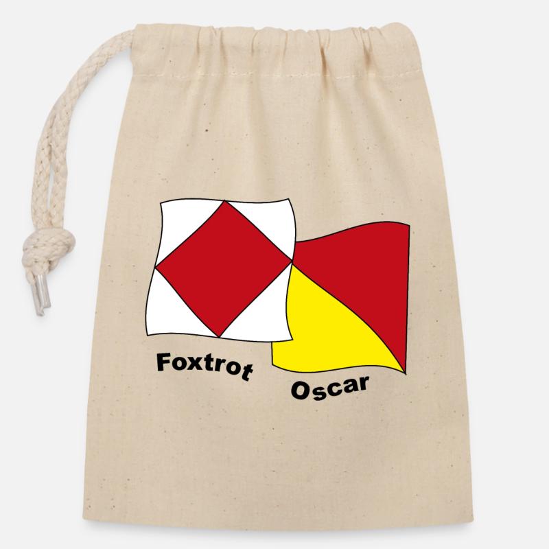 Foxtrot Oscar - Sac cadeau en coton avec cordon (14 x 20 cm) - nature