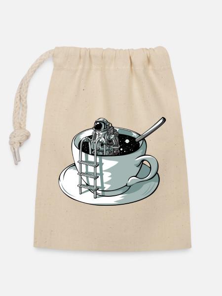 Weltraumkaffee - Verschließbarer Geschenkbeutel aus Baumwolle (14x20cm) - Natur